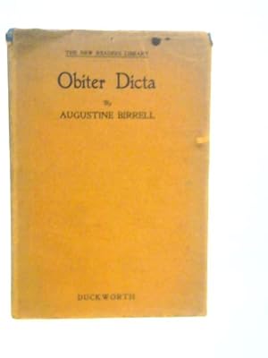 Bild des Verkufers fr Obiter Dicta zum Verkauf von World of Rare Books