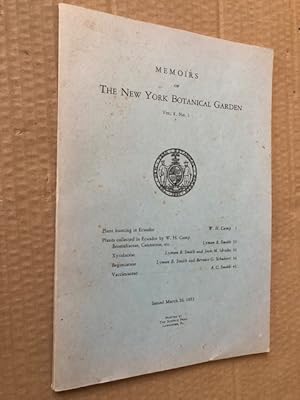 Seller image for Memoirs of The New York Botanical Garden Vol. 8 No. 1 March 26, 1952: Plant Hunting in Ecuador and Plants Collected in Ecuador by W.H. Camp for sale by Raymond Tait