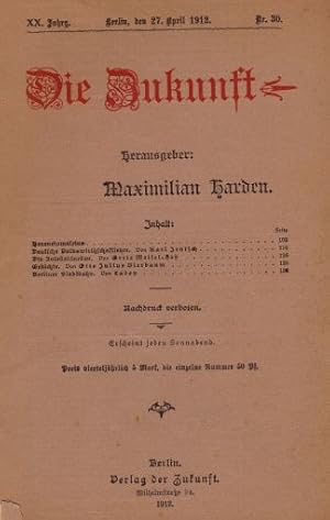 Imagen del vendedor de Die Zukunft. 20. Jahrgang, Nr. 30. a la venta por Antiquariat Heinz Tessin