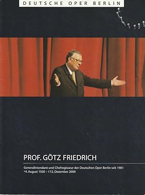 Imagen del vendedor de Programmheft TRAUERFEIER PROF. GTZ FRIEDRICH 13. JANUAR 2001 11.00 UHR a la venta por Programmhefte24 Schauspiel und Musiktheater der letzten 150 Jahre