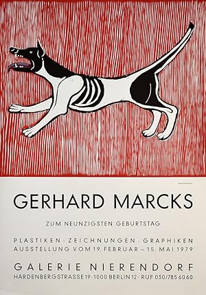 Seller image for Wachhund. 1979. [Original-Farblinolschnitt, Plakat / original color linocut, poster]. for sale by Antiquariat Lenzen