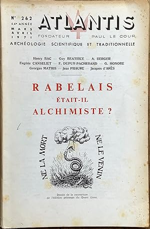Revue Atlantis n°262, (mars/avril 1971) : Rabelais était-il Alchimiste?,
