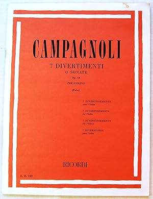 CAMPAGNOLI - Divertimentos o Sonatas Op.18 para Violin (Polo), Italian