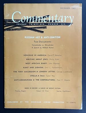 Seller image for Commentary, Volume 36, Number 6 (December 1963) - includes Writing About Jews by Philip Roth for sale by Philip Smith, Bookseller