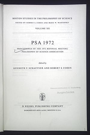 Bild des Verkufers fr Proceedings of the 1972 Biennial Meeting of the Philosophy of Science Association Boston Studies in the Philosophy and History of Science, 20.; Synthese Library, Volume 64 zum Verkauf von books4less (Versandantiquariat Petra Gros GmbH & Co. KG)