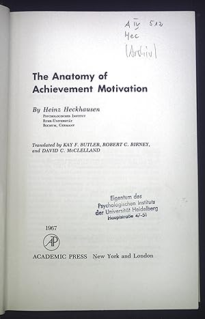 Imagen del vendedor de The Anatomy of Achievement Motivation. a la venta por books4less (Versandantiquariat Petra Gros GmbH & Co. KG)