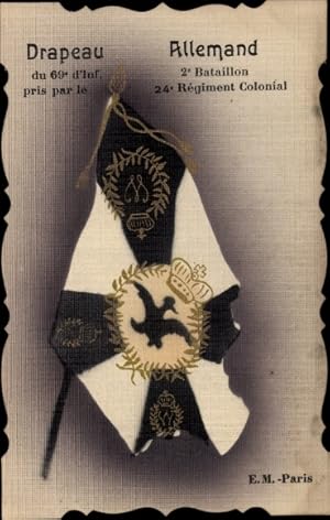 Regiment Ansichtskarte / Postkarte Fahne, 69. Inf. Regiment 2. Batl., pris par le 24e Regiment Co...