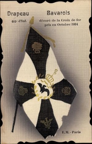 Regiment Ansichtskarte / Postkarte 85. Inf. Regiment Bayern, decore de la Croix de fer pris en Oc...