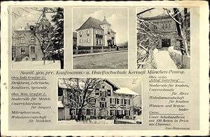Ansichtskarte / Postkarte Pasing München, Staatl. gen. prv. Kaufmanns- u. Hotelfachschule Kermeß,...