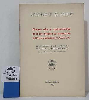 Image du vendeur pour Dictamen sobre la constitucionalidad de la Ley Orgnica de Armonizacin del Proceso Autonmico (L.O.A.P.A.) mis en vente par MONKEY LIBROS