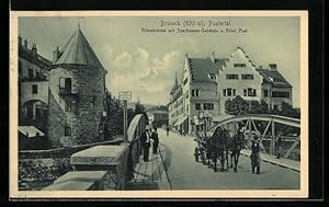 Cartolina Bruneck /Pustertal, Rienzbrücke mit Sparkassen-Gebäude und Hotel Post