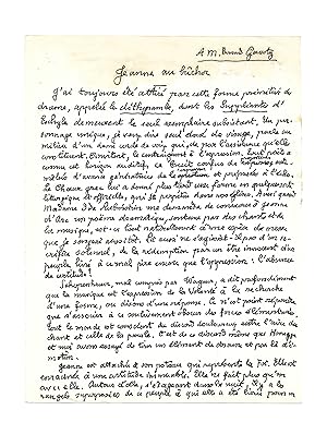 Image du vendeur pour Passionnant manuscrit sur son oratorio dramatique : Jeanne au bcher, pour lequel il collabora avec Arthur Honegger mis en vente par Le Manuscrit Franais