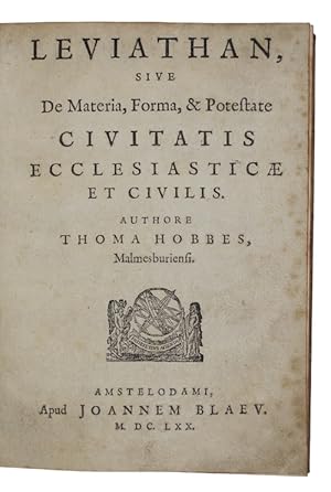 Bild des Verkufers fr Leviathan, sive De Materia, Forma, & Potestate civitatis ecclesiasticae et civilis zum Verkauf von Antiquates Ltd - ABA, ILAB