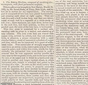 Seller image for 1837. Electro-Magnetic Power; Mr Israel Slade's invention and Mr Thomas Thomas Davenport's invention as noted in Prof. Silliman's Journal. FEATURED in Chambers' Edinburgh Journal. A single article, extracted from an issue of the Chambers' Edinburgh Journal. for sale by Cosmo Books