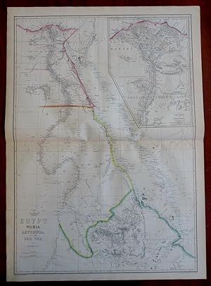 Egypt Nubia Abyssinia Nile Delta Red Sea Cairo Alexandria c. 1856-72 Weller map