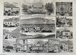 Image du vendeur pour Scenes of Aix-Les-Bains, France. A collection of original woodcut engravings, with brief accompanying text overleaf, from the Illustrated London News, 1887. mis en vente par Cosmo Books