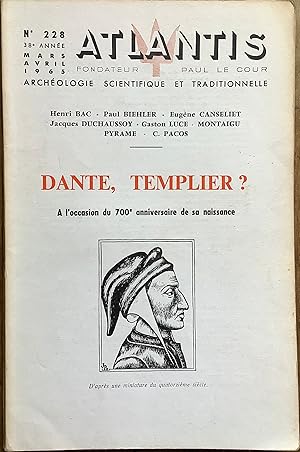 Bild des Verkufers fr Revue Atlantis n228 (mars-avril 1965) : Dante Templier ? A l occasion du 700 me anniversaire de sa naissance zum Verkauf von Le Songe de Polia