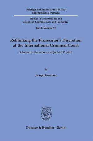 Imagen del vendedor de Rethinking the Prosecutor's Discretion at the International Criminal Court. a la venta por Rheinberg-Buch Andreas Meier eK