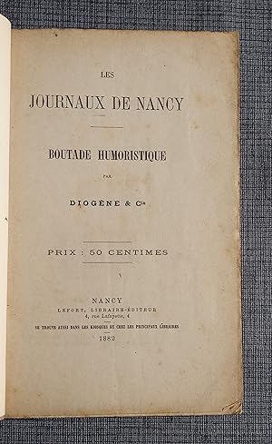 Seller image for Les journaux de Nancy - Boutade humoristique for sale by Librairie Ancienne Zalc