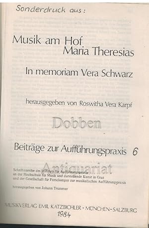 Wiener Instrumentenbau zur Zeit Maria Theresias. Sonderdruck aus: Musik am Hof Maria Theresias. I...