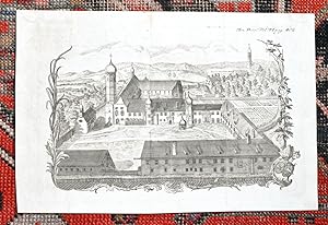 Kupferstich von Joseph Anton Zimmermann aus den Monumenta Boica. Ansicht auf Kloster und Ort Beue...