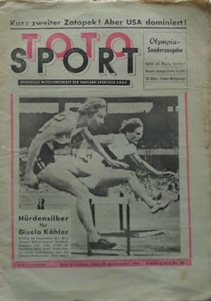 (Olympiade 1956) TOTO SPORT - Offizielles Mitteilungsblatt der Saarland-Sporttoto GmbH. OLYMPIA-S...