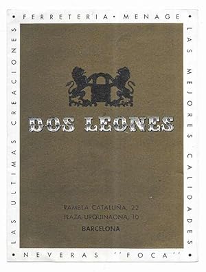 Felicitacion / Nadala. Ferreteria Dos Leones Ynglada y Barris 1951-1952