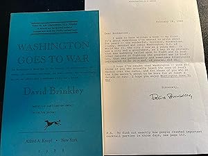 Washington Goes To War, Uncorrected Proof, First Edition, Typed Letter from David Brinkley Feb 18...