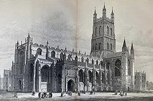 Seller image for Gloucester Cathedral. An original woodcut engraving, from the Illustrated London News, 1883. for sale by Cosmo Books