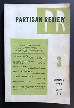 Imagen del vendedor de Partisan Review, Volume 35, Number 3 (XXXV; Summer 1968) a la venta por Philip Smith, Bookseller