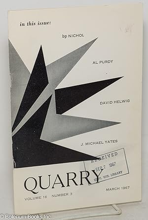 Imagen del vendedor de Quarry: vol. 16, #3, March 1967 a la venta por Bolerium Books Inc.