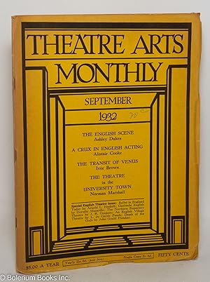 Image du vendeur pour Theatre Arts Monthly: vol. 16, #9, September 1932: The English Scene mis en vente par Bolerium Books Inc.