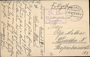 Ansichtskarte / Postkarte Stempel Deutsche Feldpost 1. WK, Dinant, 2/I. Landst. Infanterie Batail...