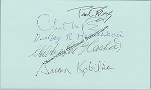 Bild des Verkufers fr Autographed Card 5 Nobel Prize Winners // Autogramm Autograph signiert signed signee zum Verkauf von Antiquariat im Kaiserviertel | Wimbauer Buchversand