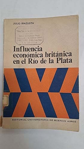 Bild des Verkufers fr Influencia economica britanica en el Rio de la Plata zum Verkauf von Libros nicos