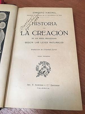 Imagen del vendedor de Historia de la creacion, tomo I a la venta por Libros nicos