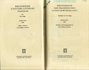 Seller image for Bibliographie der franzsischen literaturwissenschaft. Bibliographie d'Histoire Littraire Franaise. Band XXIV, 1986. Begrndet von Otto Klapp. Prface par Astrid Klapp-Lehrmann. Table: Listes des priodiques dpouilles. Sigles et abrviations. Index nominum. Index rerum. for sale by Librera y Editorial Renacimiento, S.A.