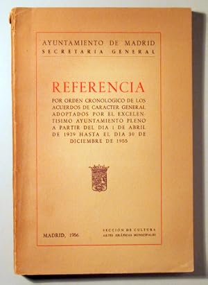 Bild des Verkufers fr REFERENCIA ACUERDOS 1939-1955 - Madrid 1956 zum Verkauf von Llibres del Mirall