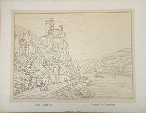 Rheinstein - Burg Vautsberg. Chateau de Vautsberg. Lithographie Nr. 11 von J.A. Lasinsky aus: Las...