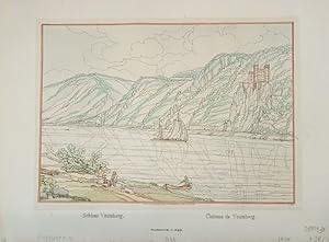 Rheinstein - Schloss Vautsberg. Chàteau de Vautsberg. Kol. Lithographie Nr. 11b von J.A. Lasinsky...