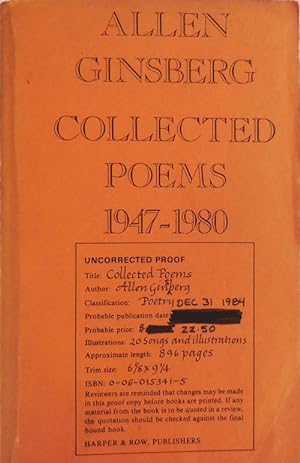 Seller image for Collected Poems 1947 - 1980 (Uncorrected Proof) for sale by Derringer Books, Member ABAA