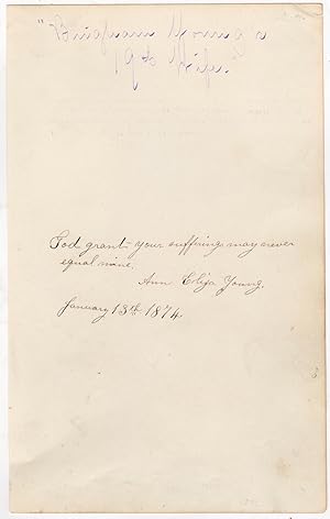 Bild des Verkufers fr [Autograph Quote Signed] "God grant your sufferings may never equal mine," from Ann Eliza Young, Brigham Young's 19th Wife zum Verkauf von Kaaterskill Books, ABAA/ILAB