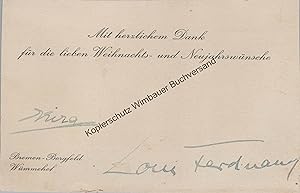 Original Weihnachtskarte / Autogramm Louis Ferdinand Prinz von Preussen (1907-1994) und Kira Prin...