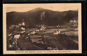 Ansichtskarte Wartha, Panorama mit Bergsturz und Ursulinenkloster