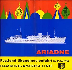 Seller image for Ariadne. Russland-Skandinavienfahrt 19.-27- Juni 1960. Hamburg-Amerika Linie. (Faltblatt) / Herausgeber: HAPAG Hamburg Amerika Linie for sale by Schrmann und Kiewning GbR