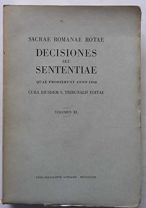 sacrae Romanae Rotae Decisiones seu Sententiae. Anno 1948.