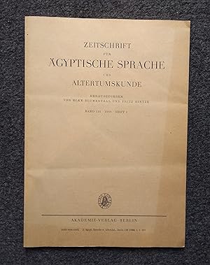 Zeitschrift für ägyptische Sprache und Altertumskunde. Band 116, Heft 1