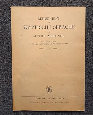 Zeitschrift für ägyptische Sprache und Altertumskunde. Band 116, Heft 2