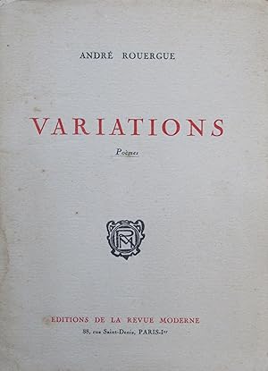 Immagine del venditore per Variations. Pomes venduto da Bouquinerie L'Ivre Livre