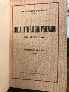 Imagen del vendedor de DELLA LETTERATURA VENEZIANA DEL SECOLO XIX a la venta por AL VECCHIO LIBRO